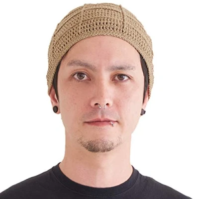 Immagine di CHARM Uomo Beanie Berretto Cappello Cotone Mano Fatto Unisex Beige