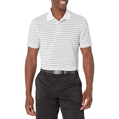 Immagine di Amazon Essentials Polo Ad Asciugatura Rapida Slim Uomo, Bianco Righe, L