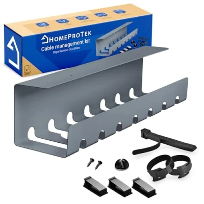 Immagine di HOMEPROTEK Canalina Passacavi Vassoio per la gestione e nascondi Cavi Scrivania Cable Holder for Management Porta Set Completo
