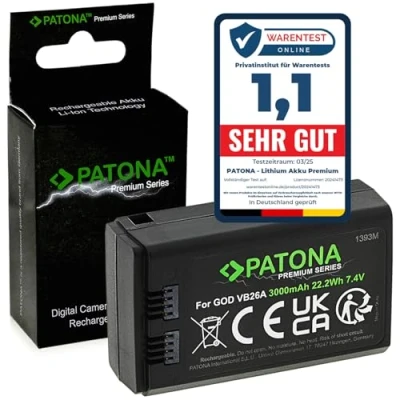 Immagine di PATONA Premium Batteria Ricambio per Godox VB26 VB26A (3000mAh, Samsung Cells) Compatibile con V1, V1 C, F, N, O, S, V850III, V860III