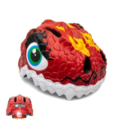 Immagine di Crazy Safety Casco per Bici Bambini 2 7 Anni, Ideale Bicicletta, Skateboard, Monopattino, Pattini a Rotelle Caschetto da 3D Regolabile 49 55 cm (Dragone Rosso)
