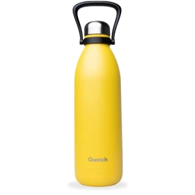 Immagine di QWETCH Bottiglia Isotermica Titan Pop Giallo 1,5L 48h Freddo &amp; 16h Caldo Senza BPA, Impermeabile in acciaio inox con manico di trasporto