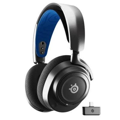 Immagine di Steelseries Arctis Nova 7P Gaming Cuffie Over Ear Bluetooth, Senza fili (via radio) Stereo Nero, Blu Riduzione del rumore microfono headset con microfono,