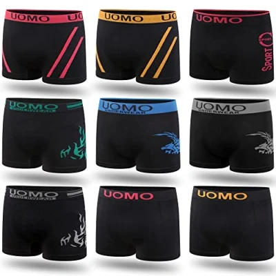 Immagine di L&amp;K 10 Pack Boxer Uomo Pantaloncini Intimo Microfibra Retro Shorts Colore Nero con Motivi Misti 1202 BL L/XL