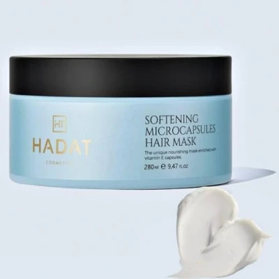 Immagine di HADAT Cosmetics Maschera per capelli ammorbidente con microcapsule di vitamina e olio crambe protezione UV lucentezza, trattamento nutriente rigenerante secchi fragili