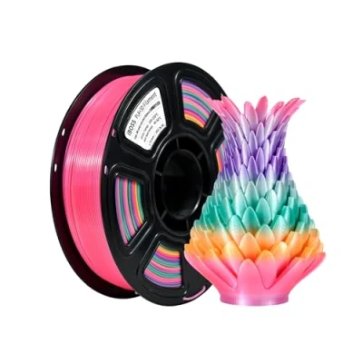 Immagine di iBOSS filamento in seta per caramelle arcobaleno, PLA + ad alta velocità, 3D, 1 kg, stampanti 3D Pro, da 1,75 mm +/ 0,02 mm, si adattano alla maggior parte delle