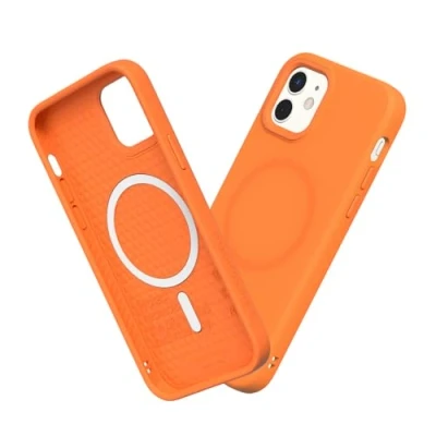 Immagine di RhinoShield SolidSuit Case Compatible with Magsafe for [iPhone 12 mini] Shock Absorbent Slim Design Protective Cover Premium Matte Finish 3.5M / 11ft Drop Protection Neon Orange
