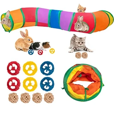Immagine di GIONAR Coniglio Giocattoli Tunnel per Animali Piccolo Animale Attività Tubi Conigli Gioco Giochi Nano Porcellini d&#039;India Crinkle Pieghevole