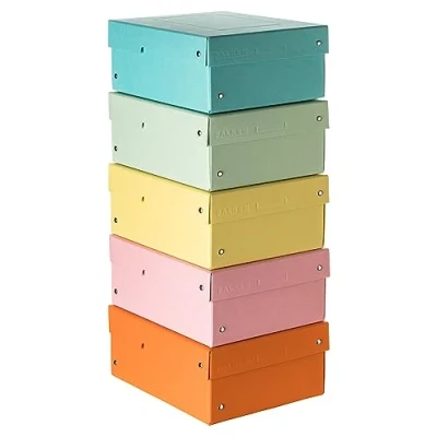 Immagine di FALKEN PureBox Confezione da 5 scatole originali in cartone robusto, 100 mm, formato DIN A5, colori assortiti, scatola regalo vegana, multiuso