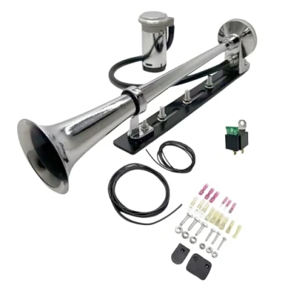 Immagine di YIYIDA Clacson per camion nave Design innovativo e accessori regolabili Altoparlante forte 150db argento cromato zinco singolo tromba auto con compressore