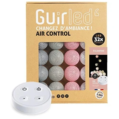 Immagine di Ghirlanda luminoso a LED per batuffoli di cotone USB Telecomando wireless Luce notturna bambini 2h Adattatore doppio 2A incluso 4 intensità 32 sfere 4,8 m Églantine