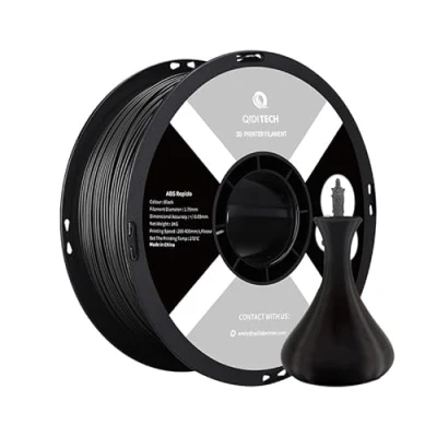 Immagine di QIDI TECH Filamento ABS Rapido 1,75mm, Stampante 3D 1 kg (2.2lbs), Adatto per la Stampa ad Alta Velocità, alla Maggior Parte Delle Stampanti FDM, Altamente resistente, Nero
