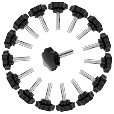Immagine di 15 Pz Vite a testa zigrinata M8 x 40 mm di serraggio con manopola stella ricambio filettatura maschio
