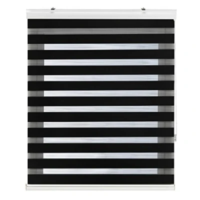 Immagine di Blindecor Vela tenda a rullo in doppio strato notte e giorno con cassonetto alluminio Nero, per interne 100 x 180 cm (Larghezza Altezza) Dimensioni del tessuto 97 175