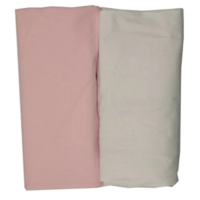 Immagine di Ti TIN Confezione da 2 Lenzuola per culla 100% Cotone Set di Regolabili con Elastici, 50x83cm, 1 Lenzuolo Bianco + Rosa