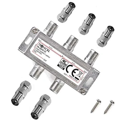 Immagine di TronicXL Splitter 4 vie BK cavo Antenna TV satellitare per TNT via SAT dvbs2 DVBT dvbc digitale Full HD Distributore Opensys separatore