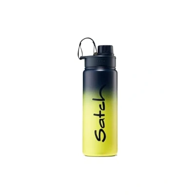 Immagine di Satch Borraccia in acciaio inox, senza BPA, 0,5 l, a prova di perdite e gassate, per bevande calde fredde, blu graffiti, giallo