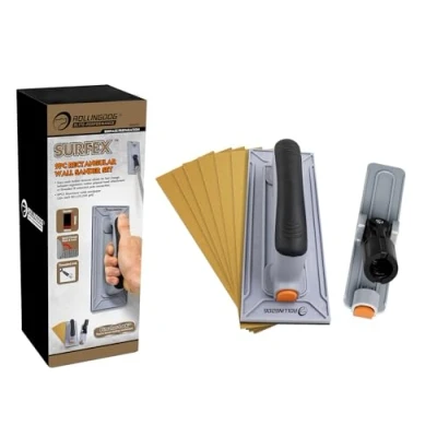 Immagine di ROLLINGDOG Levigatrice rettangolare da parete in plastica con filettatura femmina, 6 pezzi, carta vetrata a rete di ossido, manico gomma, per legno, cartongesso, metallo