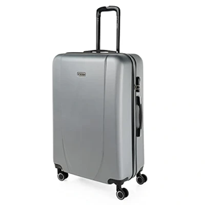 Immagine di ITACA Valigia 23Kg da stiva capiente rigida XL con ruote silenziose Trolley Grande Rigido leggero ideale per viaggi lunghi Lucchetto a combinazione, Argento