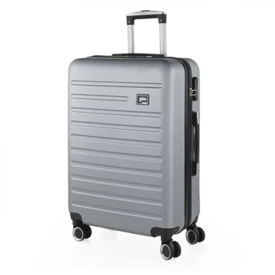 Immagine di SKPAT Valigia Grande Rigida Viaggio Rigide. Trolley con 4 RuoteDoppie Girevoli. Materiale ABS Resistente e Leggero TSA, Argento