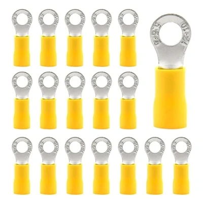 Immagine di CEEYSEE 50 Pezzi Anello Capocorda Elettrico Terminale Connettori Elettrici Diametro Foro M5 Crimpare Per Cavi Da 4,0 6,0 mm² (Giallo/YPRY5)