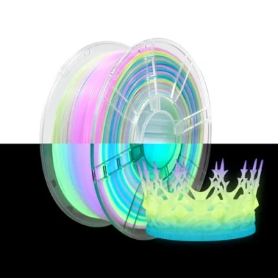 Immagine di iBOSS filamento PLA+ 1,75 mm ± 0,02 mm, Glow In The Dark, di stampa 3D 1 kg (2,2 lb), multicolore luminescente, si adatta alla maggior parte delle stampanti FDM, Luminous Phantom