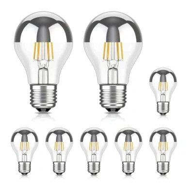 Immagine di ledscom.de 8 pezzi E27 lampadina LED, A60, bianco caldo (2700 K), 4,1 W, 461lm, specchio della testa (argento)