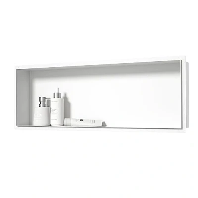 Immagine di Bernkot Nicchia da parete in acciaio inox, 90 x 30 10 cm, senza cornici, non necessita di piastrelle, colore: bianco