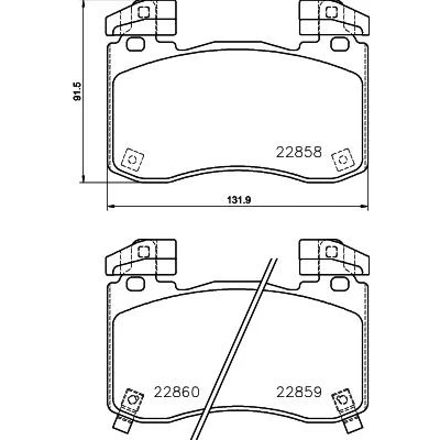 Immagine di HELLA 8DB 355 039 451 Kit pastiglie freno con contatto segnalazione usura contrappesi KIA: Stinger Hatchback