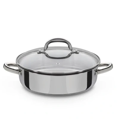 Immagine di GSW 990066 Montreal Padella con Coperchio in Vetro, 24 cm, Circa 2,8 Litri, Acciaio Inossidabile, Argento, 2 unità