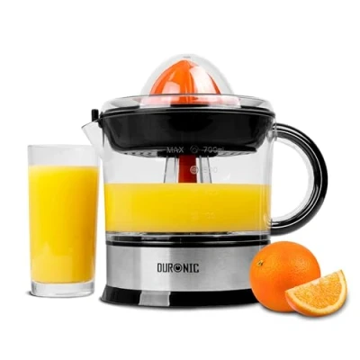 Immagine di Duronic JE407 Spremiagrumi elettrico 40W, Estrattore in acciaio inox 700ml, automatico con filtro regolabile, Spremitore per agrumi 2 coni, succo di arancia limone lime pompelmo