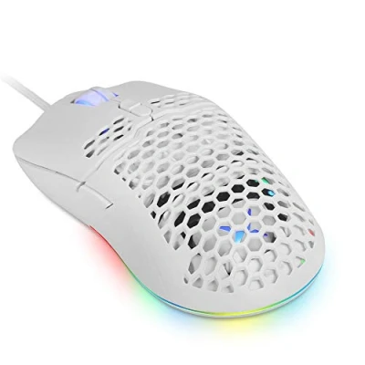 Immagine di DeLUX mouse da gioco, gaming wired, Sensore Ottico 7200 DPI,16,8 milioni di colori RGB,7 pulsanti Programmabile,67g leggero,Mouse ergonomico per PC/laptop bianco