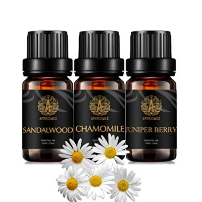 Immagine di Aromaterapia bacche di ginepro olio essenziale Set per diffusore, 3X10ml 100% puro sandalo Kit umidificatore camomilla, ginepro, Set, Camomilla Oli
