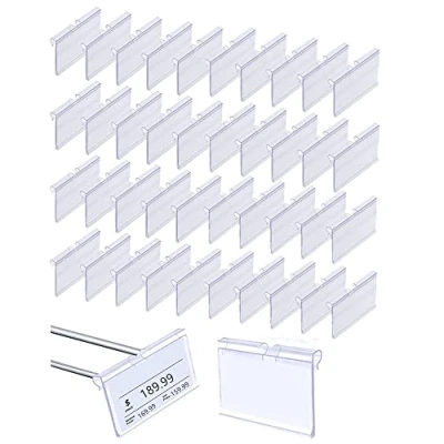 Immagine di Porta Etichette Trasparente,40 Pezzi Prezzi per Scaffali Cartellini Alimentari Etichetta di Prezzo Trasparenti Espositore in Plastica Supermercato Bancone Negozio