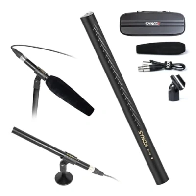 Immagine di SYNCO microfono XLR Shotgun, a condensatore direzionale Iper cardioide D2 con connettore XLR, registrazione video/audio per videocamere, fucile