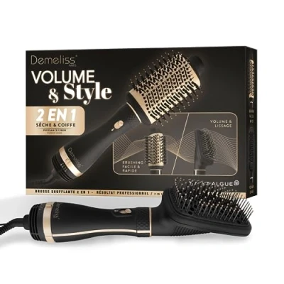 Immagine di Demeliss SAINT ALGUE Spazzola Asciugacapelli a 2 Funzioni VOLUME &amp; STYLE Asciuga/Piega, Tutti i Tipi di Capelli Testine Intercambiabili Rivestimento Ceramica e Tormalina 3 Temperature