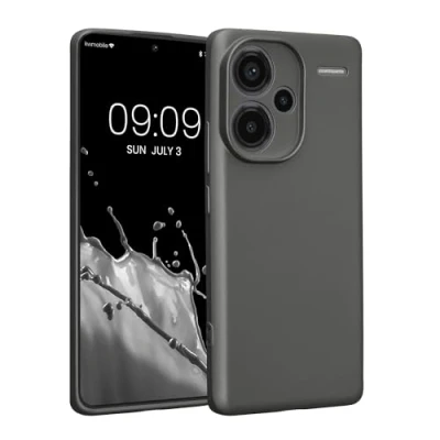 Immagine di kwmobile Custodia Compatibile con Xiaomi Redmi Note 13 Pro+ 5G / Pro Plus Cover Protezione Back Case Morbida Silicone TPU Effetto metallizzato grigio