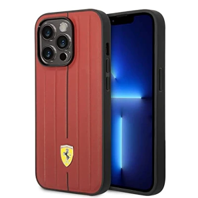 Immagine di CG MOBILE Ferrari Custodia per iPhone 14 Pro, in pelle protettiva, resistente e antigraffio, con logo a scatto, assorbimento degli urti firma