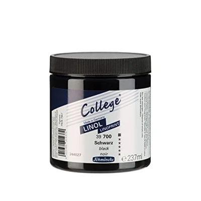 Immagine di Schmincke College® Linol, nero, flacone da 237 ml, 39700053, inchiostro per linoleografia qualità studio artisti, a base d’acqua, quasi inodore, resistente alla luce, stampa uniforme