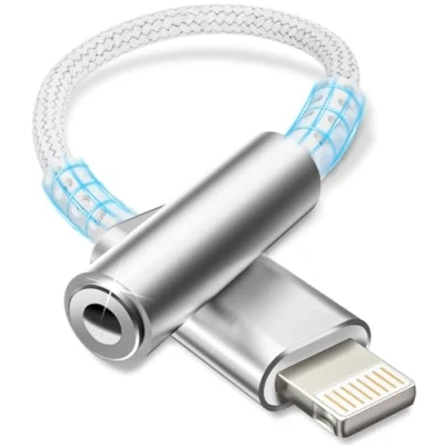 Immagine di Esiposs Adattatore i Phone Jack 3,5 mm [Certificato MFi] Lightning Cavo Dongle HiFi Cuffie Compatibile con 14/13/12/11/X/8/7/Pad/i OS, Bianco Argento
