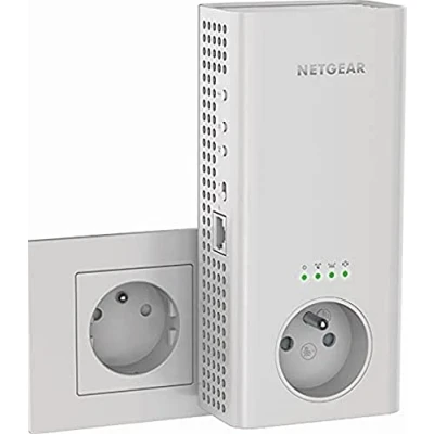 Immagine di NETGEAR ripetitore WiFi Mesh (EX6470), potente AC1900 copre fino a 150 m², amplificatore con presa integrata, Extender 1Port Ethernet, Booster compatibile tutti Box