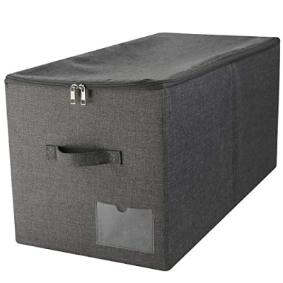 Immagine di AMX 56 * 32 33cm, Cestini con coperchio di grandi dimensioni per armadio in camera da letto, ottimi piumoni, coperte, cuscini, organizer abbigliamento, nero grigio