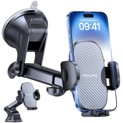 Immagine di Miracase supporto per telefono da auto cruscotto e parabrezza, 3 in 1, cellulare, girevole a 360 iPhone16 15 Pro Plus Max 14 13 12 11Samsung