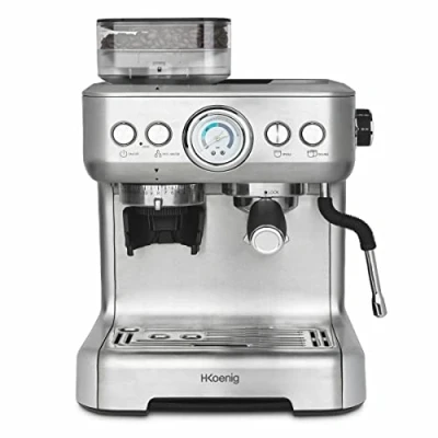 Immagine di Macchina per caffè espresso H.Koenig con macinacaffè EXPRO980, 2,7L, serbatoio da 250g, 15 formati di macinatura, pompa made in Italy, dosaggio 1 o 2 tazze, Thermoblock, pressione 20 bar