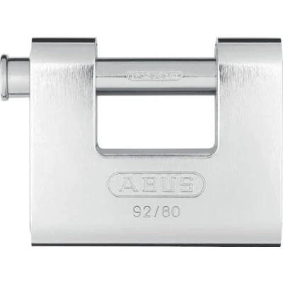Immagine di ABUS Lucchetto Monobloc 92/80 in ottone con involucro acciaio per distributori automatici, griglie a rullo e molto altro ancora catenaccio spesso