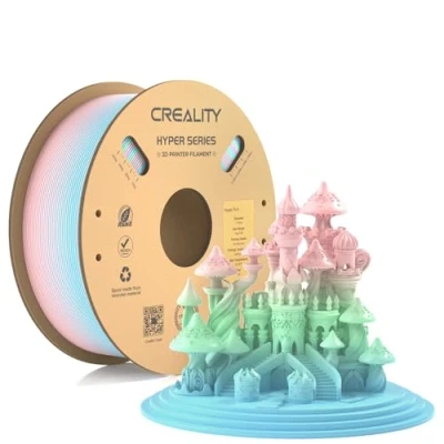 Immagine di Creality Official Hyper PLA Filament Arcobaleno 1KG, Filamento per Stampanti 3D la Stampa ad Alta Velocità, Durevole e Resistente, Liscio, Prestazioni a Sbalzo Precisione Dimensionale +/ 0,03mm
