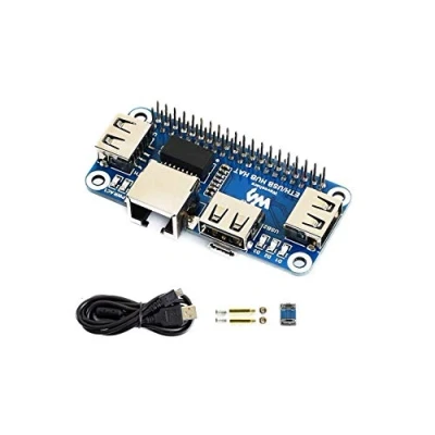 Immagine di IBest Ethernet/USB HUB Hat for Raspberry Pi 4 B/3 B+/3 B/2 B/Zero/Zero W/Zero WH/Zero 2W Expansion Board, 1x RJ45 Ethernet Port,3X USB Ports Compatible with USB2.0/1.1