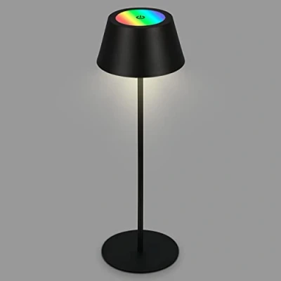 Immagine di BRILONER LED Tischlampe Kabellos, RGB Nachttischlampe Touch, Schreibtischlampe, Leselampe, Tischleuchte Outdoor &amp; Indoor, USB C, Camping Lampe, Warmweißes Licht und buntes Licht, Schwarz