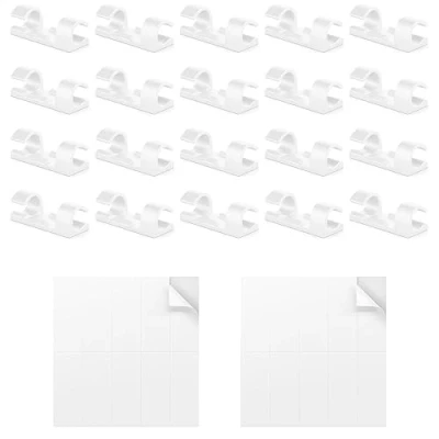 Immagine di deleyCON 20x Portacavi Autoadesivo Gestione Cavi Fermacavi Guida Organizzatore Fissaggio Casa Ufficio Scrivania Battiscopa Plastica AS Bianco