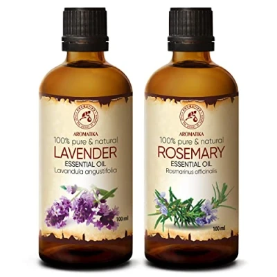 Immagine di Olio Essenziale Set 2 x 100 ml di Lavanda Rosmarino Pure &amp; Natural Rilassamento Massaggi Sauna Diffusore Oli Profumati Aroma Fresco Aromaterapia
